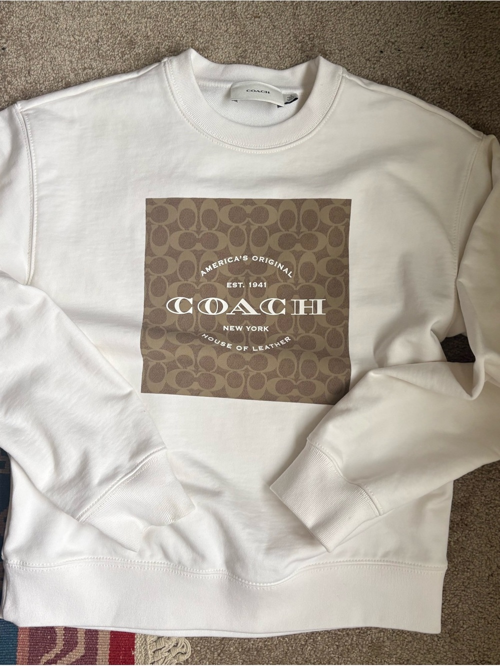 Coach Signature Square Crewneck Sweatshirt , White , Small